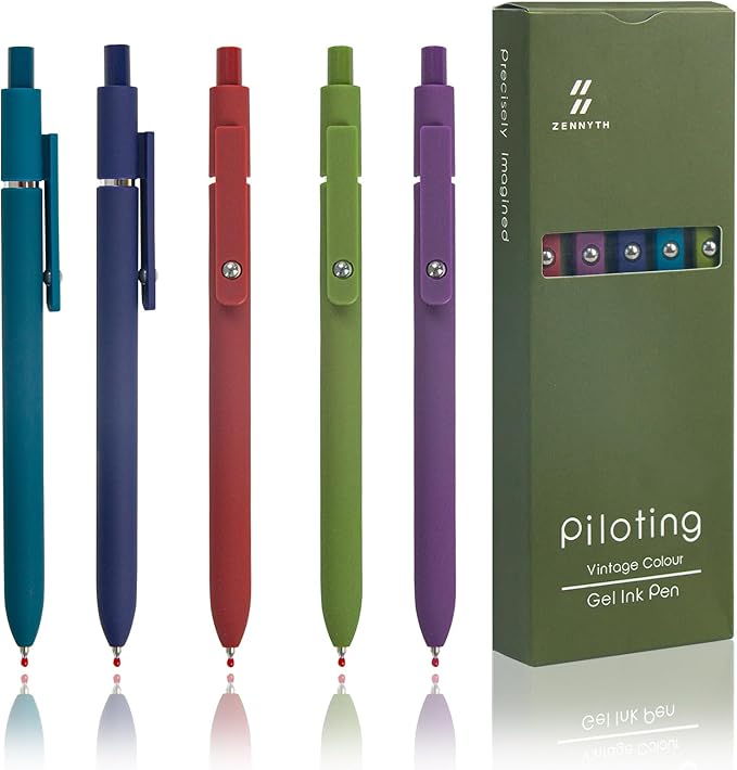 ELANE 5 Pcs Colorful Gel Pens,0.5mm Fine Point Quick Dry Black Ink Pen for Journaling Note Taking Writing, High-End Series Pens for Gifts for Doctor Nurse Teacher Students(vintage)