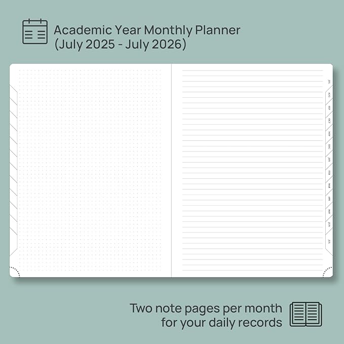 POPRUN Monthly Planner 2025-2026, 8.5'' x 11.25'', 13-Monthly Calendar (July 2025-July 2026) 15-Minute Hourly Appointment Book with Stair Tabs, Soft Cover, 100GSM Paper - Soft Pink