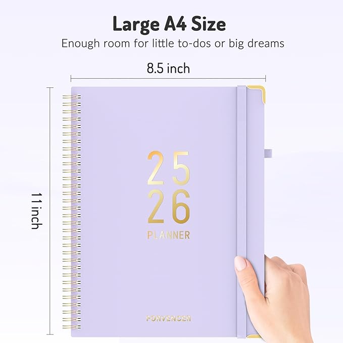 Jul 2025 - Dec 2026 Planner, Forvencer Academic Planner 2025-2026, 18 Month Daily Planner, 8.5" x 11", Weekly & Monthly Agenda Book, Hardcover Calendar Book, School Supplies for Student Teacher, Classic Blue
