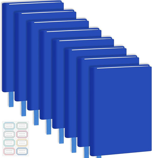 Jumbo Book Covers 8 Pack Reusable Fabric Book Cover Protective Books Covers 9 x 11 Inch Blue Stretchable Books Sleeve Cover with Label Sticker for Most Hardcover Textbooks Up to 10 x 12.5 Inch