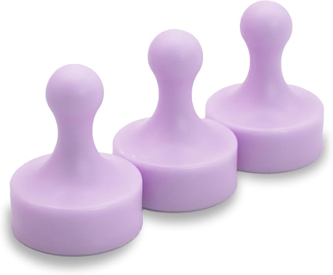 GLASSBOARD STUDIO Powerful Neodymium Magnets, Pawn-Shaped - Strong Fridge/Refrigerator and Whiteboard Magnet, Ideal for Office, Kitchen, Crafts - Rare Earth, Heavy Duty (3, Meadow Lilac)