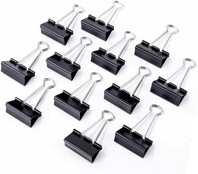 100 Pack Medium Binder Clips, Standard 32mm/1.25 in Binder, Durable Medium Black Binder Clips Bulk, Office Binder Supplies, Paper Binders, Metal Binders for Filing, Office, School, Home