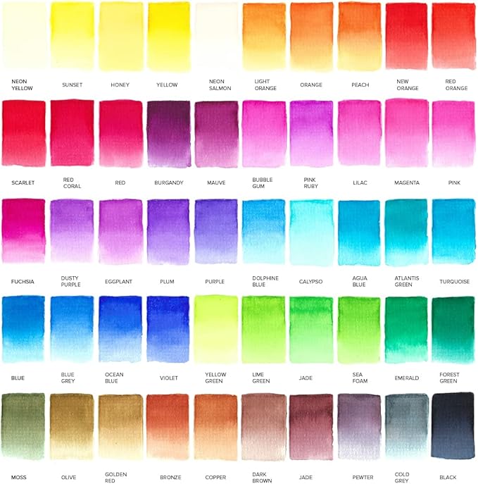 GenCrafts Watercolor Brush Pens Set of 50 Premium Colors - Real Brush Tips - No Mess Storage Case - Washable Nontoxic Markers - Portable Painting