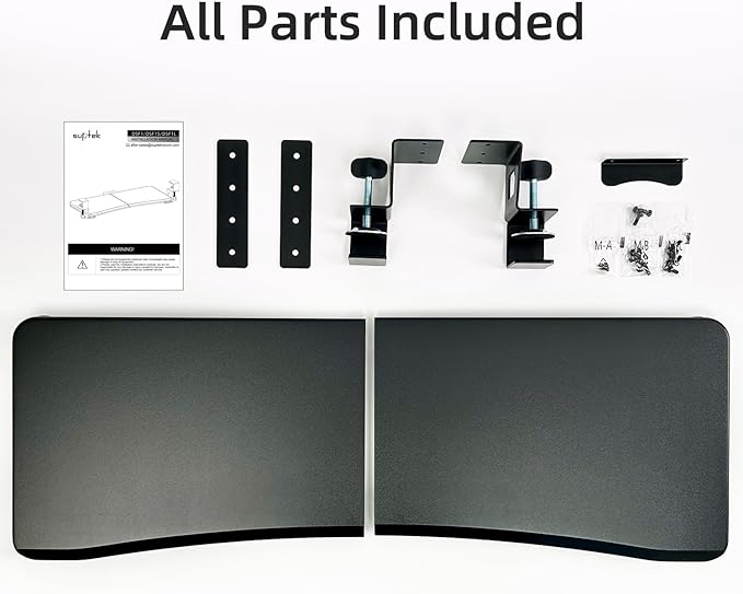 suptek Large Keyboard Tray Under Desk Pull Out with C Clamp Mount, Computer Keyboard & Mouse Tray, 34 (38 Including Clamps) x 11.8 inch Slide-Out Platform Computer Drawer for Typing, Black, DSF1LB