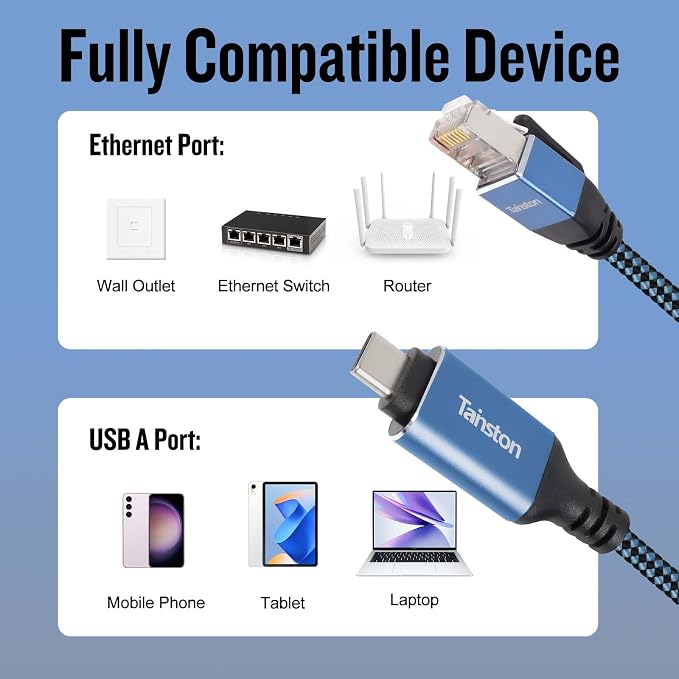 USB C to Ethernet Cable, 10Ft Type C to RJ45 Cable, USB C to Gigabit Ethernet - Image 4