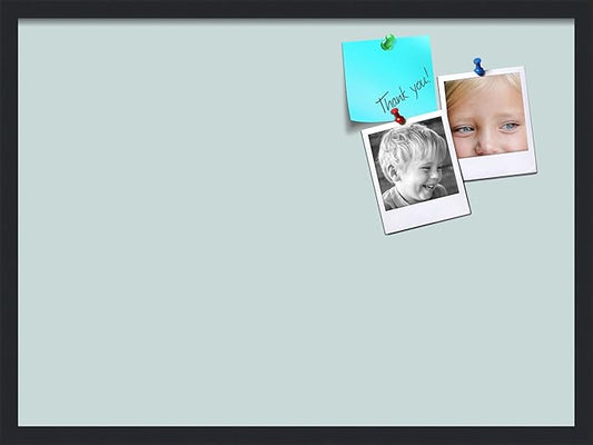 PinPix 30x22 Inch Cork Bulletin Board. This Decorative Framed Pin Board Comes with Soft Blue Design and a Satin Black Frame. Ideal for Home Office Decor or Message Board (PinPix-1814)