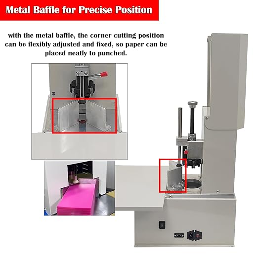 Electric Round Corner Cutter, Heavy Duty Fillet Paper Punch with Foot Pedal & Metal Protective Cover, R3-R9 Cutting Radius, Electric Corner Rounding Machine for PVC Name Card 1.97in Thickness