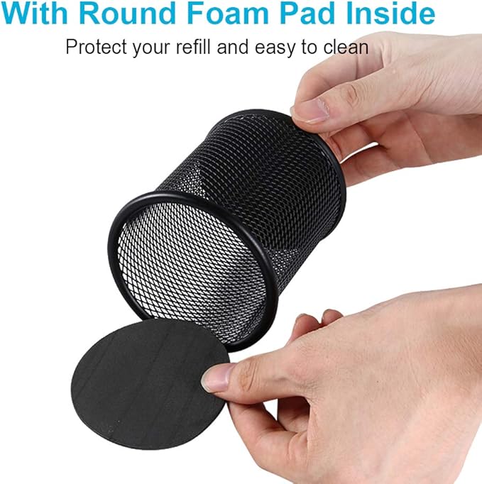 Comix Pen Holder Desk Organizer, Wire Mesh Pencil Cup with Foam Pad and Non-Slip Bottom Office Supplies Desk Accessories for Home Office School, 1 Pack