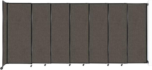 Wall-Mounted Sliding StraightWall Room Divider | Adjustable Widths | Locking Wheels | Room Separator | Up to 15'6" Wide x 6'10" Tall Mocha Fabric Panels