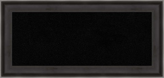 Amanti Art Black Cork Board for Wall, 16x34 Vision Board with Black Wood Frame, Medium Corkboard Office Decor for Home Organization, Casual Corkboard Pinboard to Display Items for Home Organization
