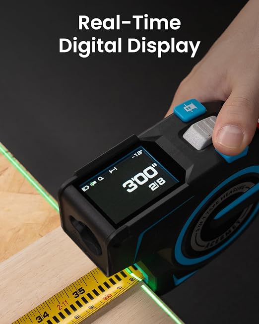 ACEGMET Digital Tape Measure 12ft Tape ±1.5mm & 330Ft Laser Distance Meter | - Image 4