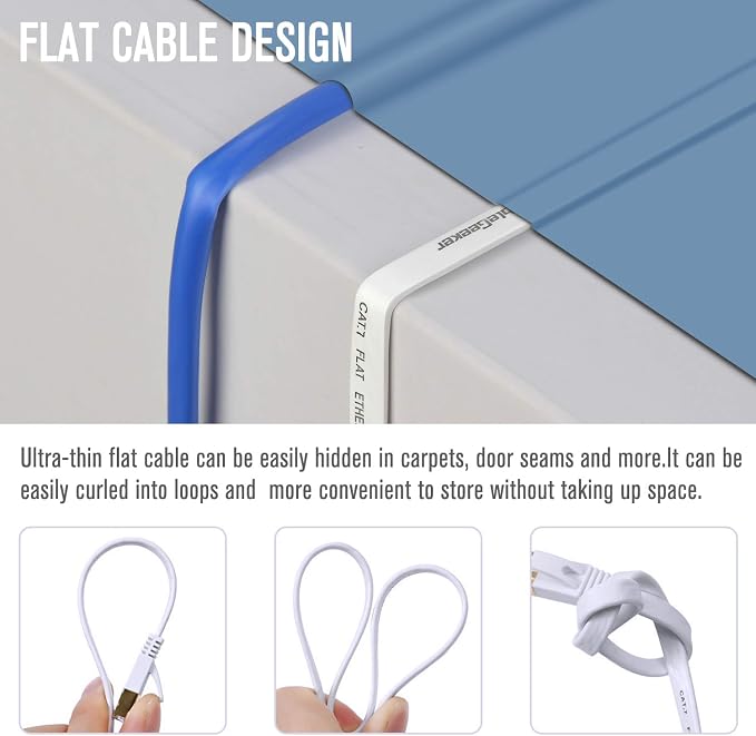 Cat 7 Ethernet Cable 10 ft 6 Pack Cat7 Flat Shielded Ethernet Patch Cables - Image 5