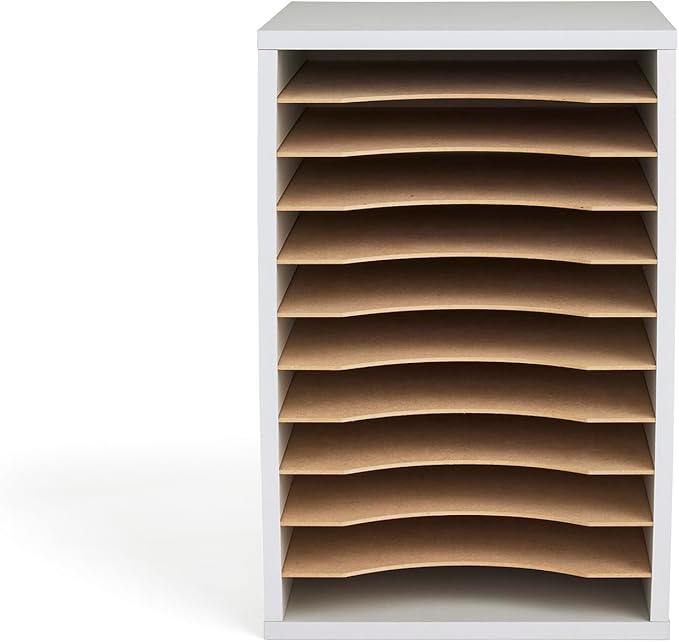Safco Products Vertical Desktop Sorter, 11 Compartment, White