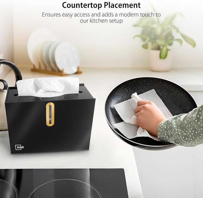 H4N Multifold Hand Paper Towel Dispenser Countertop, Compact Design, Single Sheet Dispensing for Home and Commercial Use, Black