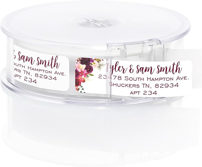 Fall Floral Rolled Address Labels / 250 Personalized Return Address Labels/Designer Address Stickers in Elegant Plastic Dispenser