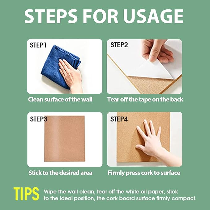 Transform Your Space with GARDYUE's 12-Pack Cork Bulletin Board Tiles - 17 x 8 Inches, 1/2" Thick, Self-Adhesive, Frameless, and Eco-Friendly - Perfect for DIY, Office, School, and Home Decor