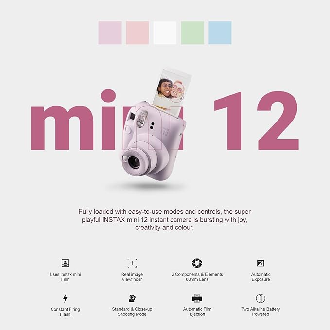 Fujifilm Instax Mini 12 Instant Camera + MiniMate Accessory Bundle & Compatible - Image 2