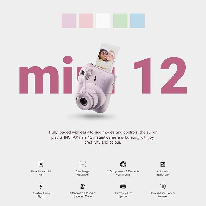 Fujifilm Instax Mini 12 Instant Camera Blossom Pink + Carrying Case + Fuji - Image 2