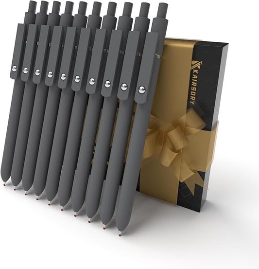 Gel Pens,0.5mm Fine Point Tip,Quick Drying Ink, Aesthetic Cute Office School Supplies Gifts for Women Men, High-End Series for Journaling Note Taking(10 Pcs Black Ink-Gray shaft pen)