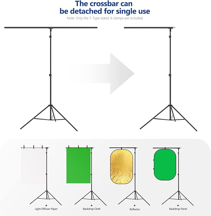 Neewer T-Shaped Background Backdrop Support Stand Kit, 8.5ft/2.6m Tall - Image 6