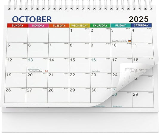 2025 Desk Calendar, from Jul 2025-Jun 2026, 12 Months Desktop Calendar, Holiday Reminders, Daily Square and Lines, Easy to Organizing and Planning for Home and Office