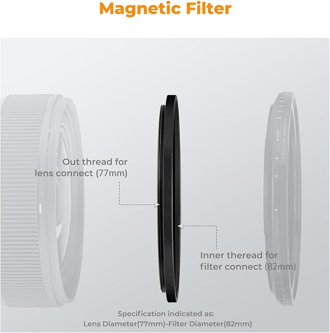 K&F CONCEPT 58-77mm Magnetic Filter Adapter Ring, - Image 3