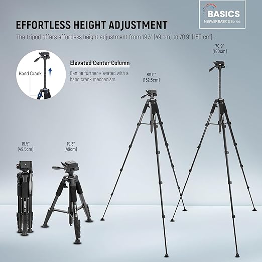 NEEWER BASICS Camera Tripod, Professional Aluminum Lightweight Portable Travel - Image 2