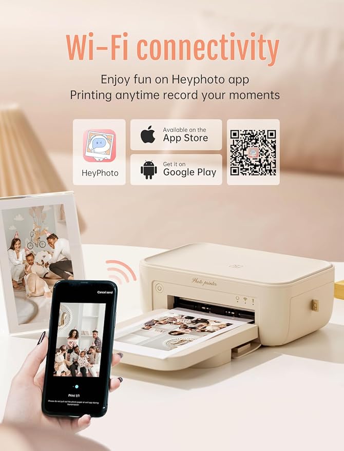HPRT Photo Printer 4x6,+20 Sheets&1ribbon,Wi-Fi Wireless Instant Picture Printer for iPhone, Android, Smartphone, Thermal Dye-Sublimation, AR Video Printing,Portable Photo Printers for Home Use