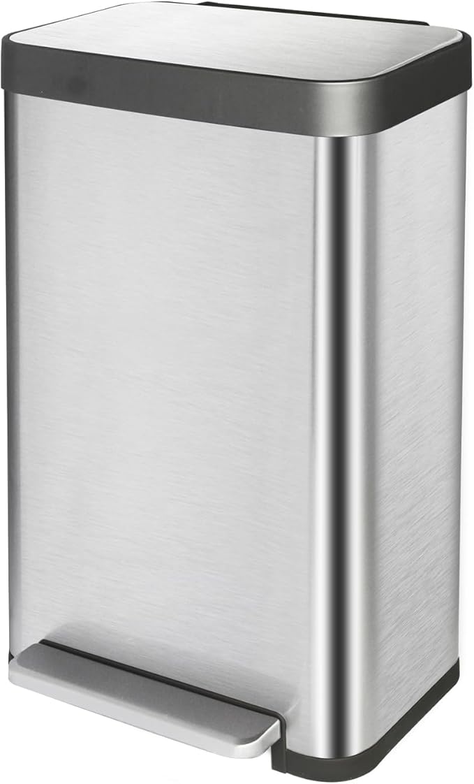 50 Liter / 13 Gallon Trash Can, Fingerprint Proof Stainless Steel Kitchen Trash Can with Removable Inner Bucket, Step Trash Bin for Home Offices and Public Areas