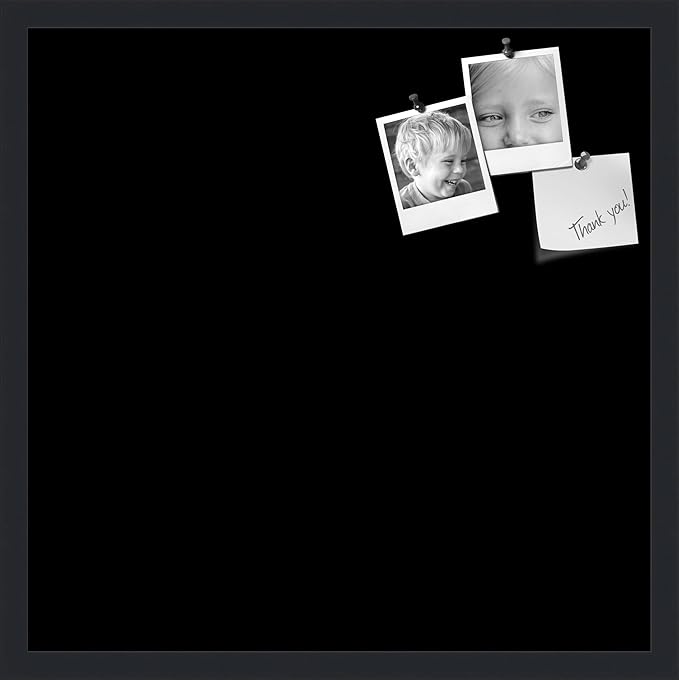 PinPix 22x22 Inch Cork Bulletin Board. This Decorative Framed Pin Board Comes with Solid Black Design and a Satin Black Frame. Ideal for Home Office Decor or Message Board (PinPix-622)