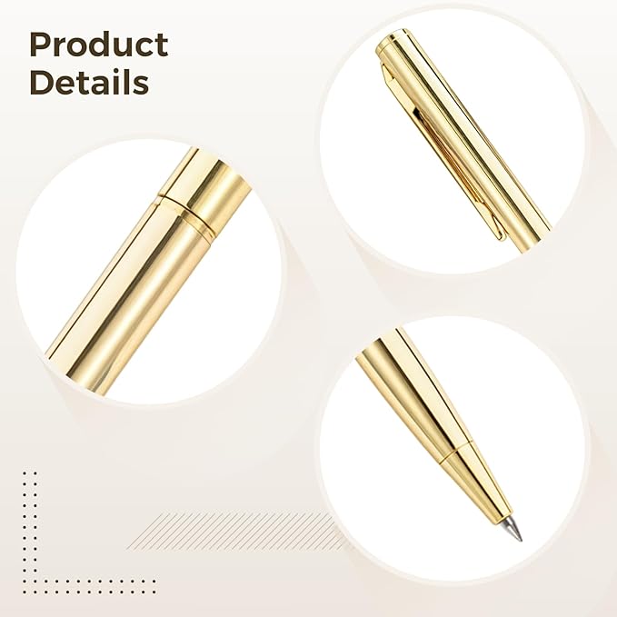 25 Pcs Gold Pens Bulk, Metal Ballpoint Pen, Retractable Black Ink 1mm Medium Point Smooth Writing Pens, Stylish Writing Pen Set with Clips for for Business Office Teachers Weddings and Parties