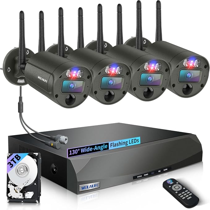 【2-Way Audio & 90 Days Storage】 Wireless Security Camera System, Wireless by WEILAILIFE