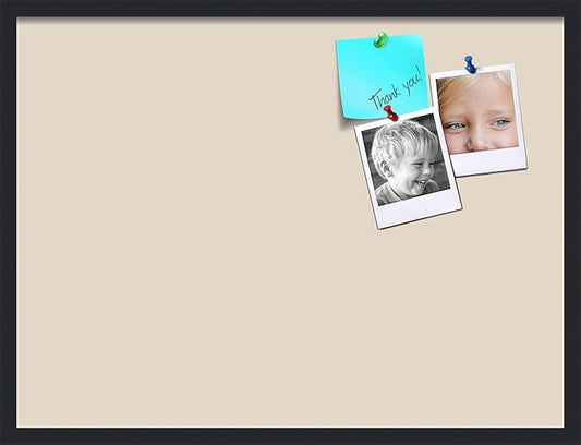 PinPix 32x24 Inch Cork Bulletin Board. This Decorative Framed Pin Board Comes with Desert Pastel Design and a Satin Black Frame. Ideal for Home Office Decor or Message Board (PinPix-1815)