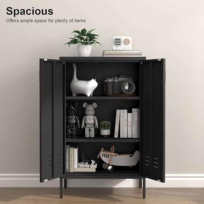 Metal Storage Cabinet,Metal Cabinet with Adjustable Shelves, 2 Door Locker Cabinets with Doors,Accent Cabinets for Living Room,School,Office