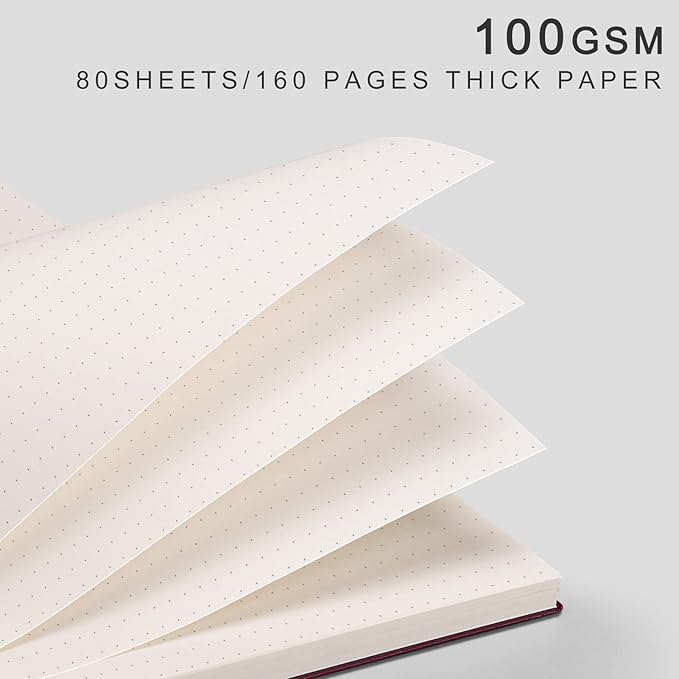 EMSHOI Dotted Journal Spiral Notebook 7.48" x 10.15" - 2 Pack 320 Pages 100gsm Thick Paper, B5 Dot Grid Notebook, Plastic Hardcover Journals for Writing Drawing