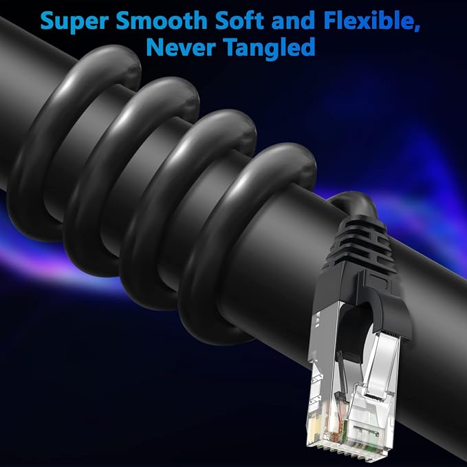 Adoreen Cat 6 Ethernet Cable 300 Ft-Black, Outdoor & Indoor Snagless Long Round - Image 2
