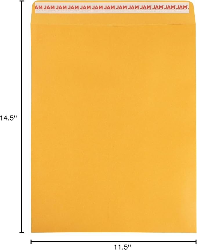 JAM PAPER 11 1/2 x 14 1/2 Open End Catalog Commercial Envelopes with Peel and Seal Closure - Brown Kraft Manila - Bulk 250/Box