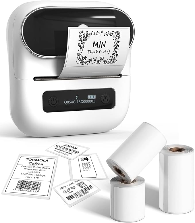 Phomemo M220 Label Maker, New Flagship 3.14 Inch Bluetooth Portable Thermal Label Printer for Barcode, Address, Labeling, Mailing, File Folder, Easy to Use, Support Phone&PC