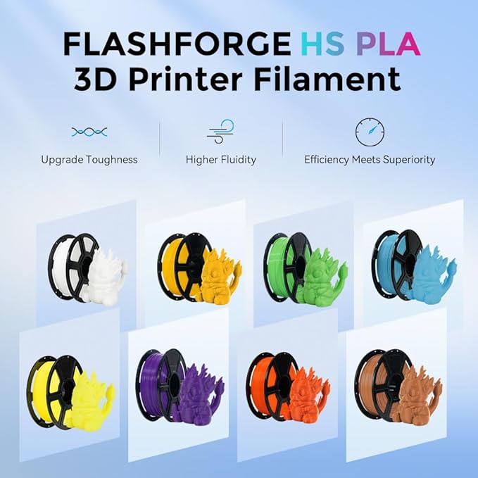 FLASHFORGE Rapid PLA Filament 1.75mm, High Flow Speedy 3D Printer Filament, Experience Exceptional Performance with 500mm/s High-Speed Printing, Neatly Wound & Top-Notch Filament (Orange)