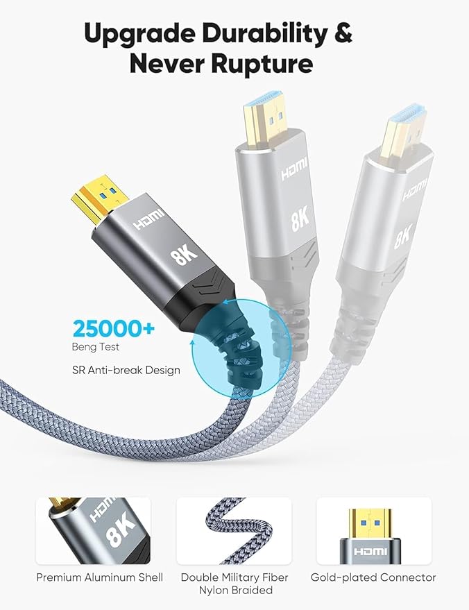 Highwings Long 8K Fiber Optic HDMI Cable 49FT, 2.1 Unidirectional 48Gbps - Image 5