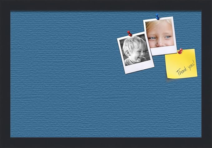 PinPix 18x12 Inch Cork Bulletin Board. This Decorative Framed Pin Board Comes with Navy Pastel Design and a Satin Black Frame. Ideal for Home Office Decor or Message Board (PinPix-1811)