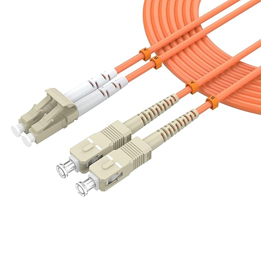 Multimode Duplex OM1 Fiber Patch Cable LC/UPC to SC/UPC 2.5M/8.2FT Fiber Optic by lidkew