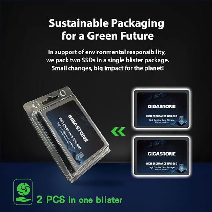 Gigastone 4TB NAS SSD Drive (2-Pack) 24/7 Durable High Endurance RAID Data Storage Network Attached Storage 2.5" SATA Internal Solid State Hard Drives