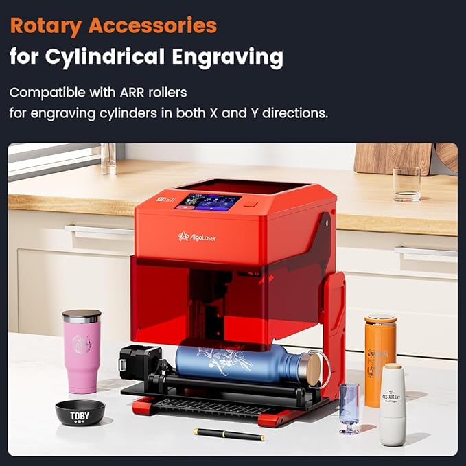 AlgoLaser 10W Laser Engraver Machine: Portable & Smart with 3.5" Touch Screen, Hand Drawing/Wireless/SD Card/Offline Engraving, AlgoOS 2.0 Self Developed System for Wood, Acrylic, Leather