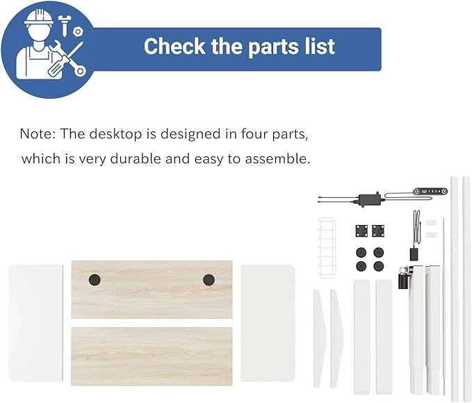 Electric Height Adjustable Standing Desk, 63 x 30inches Height Adjustable Computer Desk Sit Stand Desk Home Office Desks with Splice Board White Frame + White Top