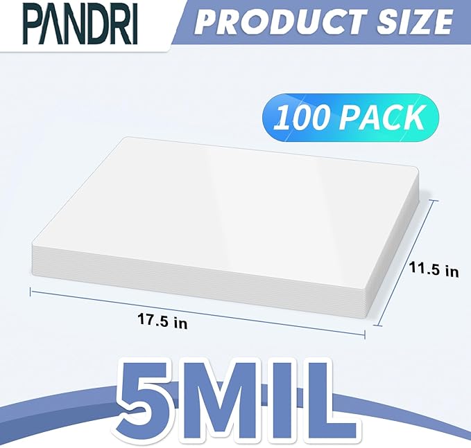 Laminating Sheets, PANDRI 100 Pack Thermal Laminating Pouches Holds 11 x 17 Inch, 5 Mil Plastic Laminator Paper 11.5 x 17.5 Inch, Clear Round Corner