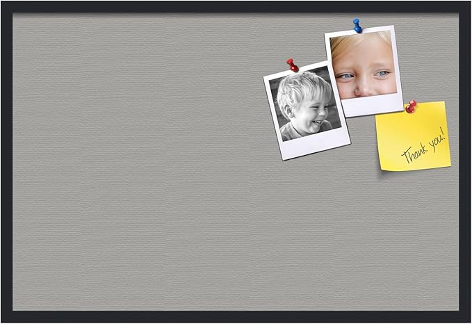 PinPix 36x24 Inch Cork Bulletin Board. This Decorative Framed Pin Board Comes with Dark Stone Design and a Satin Black Frame. Ideal for Home Office Decor or Message Board (PinPix-1808)