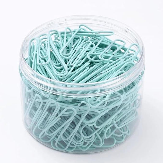 Macaron Colored Paper Clips, 1.1" Medium Paper Clip（28mm, 600pcs Paperclips for Office Supplies and Organization (Cyan)