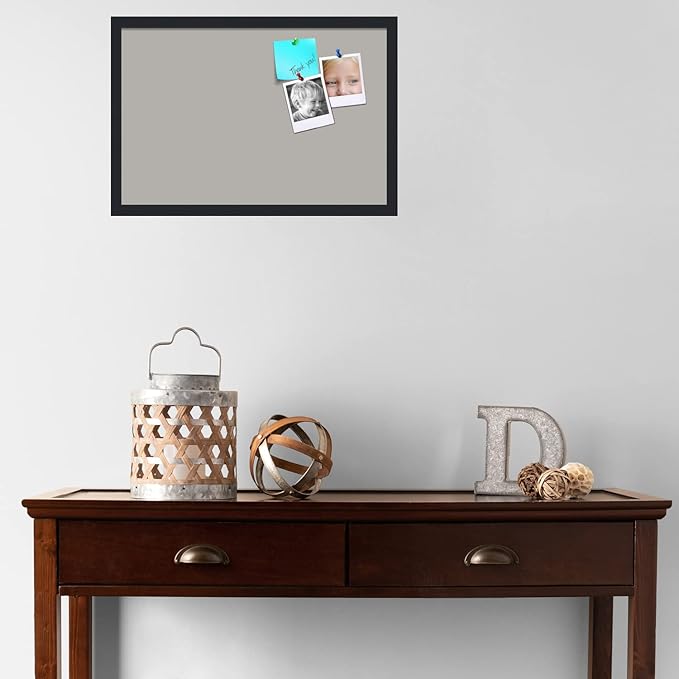 PinPix 24x16 Inch Cork Bulletin Board. This Decorative Framed Pin Board Comes with Dark Stone Design and a Satin Black Frame. Ideal for Home Office Decor or Message Board (PinPix-1808)