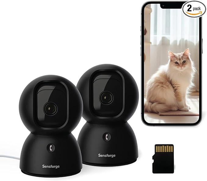 SensForge 2.5K Pan-Tilt Security Camera, 360° Dual-Band WiFi Camera by SensForge